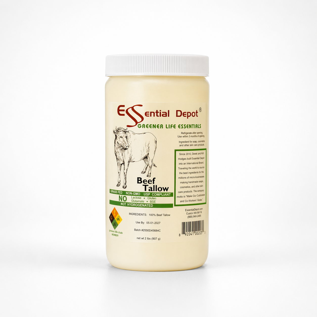 Beef Tallow - 1 Quart (32 oz) - GRASS FED - Not Hydrogenated - Non-GMO  - FREE US SHIPPING