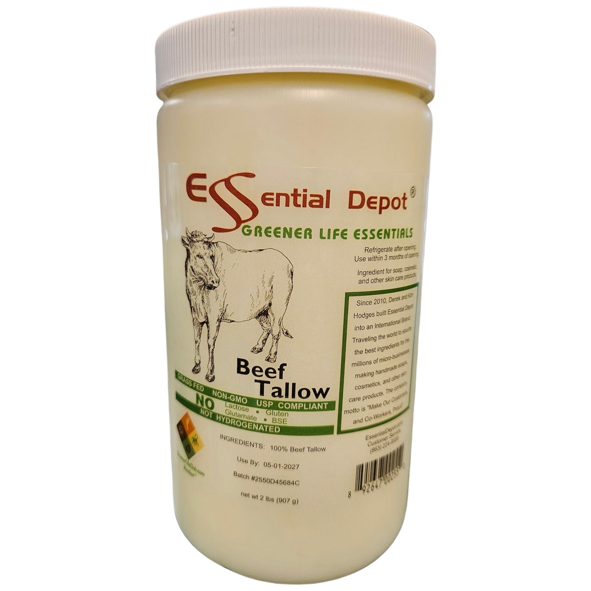 Beef Tallow - 1 Quart (32 oz) - GRASS FED - Not Hydrogenated - Non-GMO  - FREE US SHIPPING