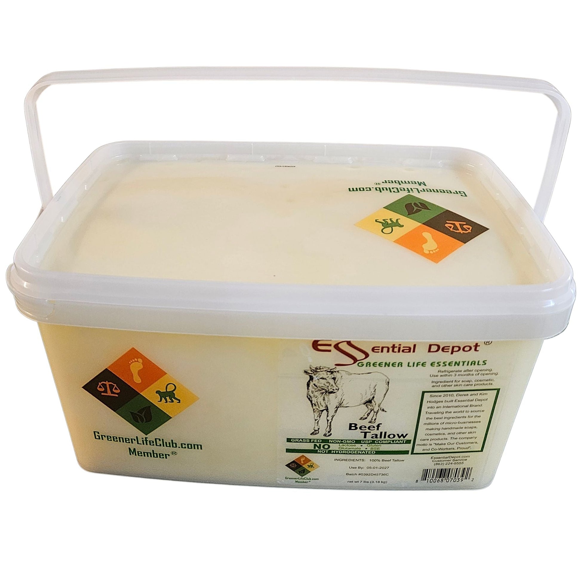 Beef Tallow - 7 lbs in GLC Box - GRASS FED - FOOD GRADE