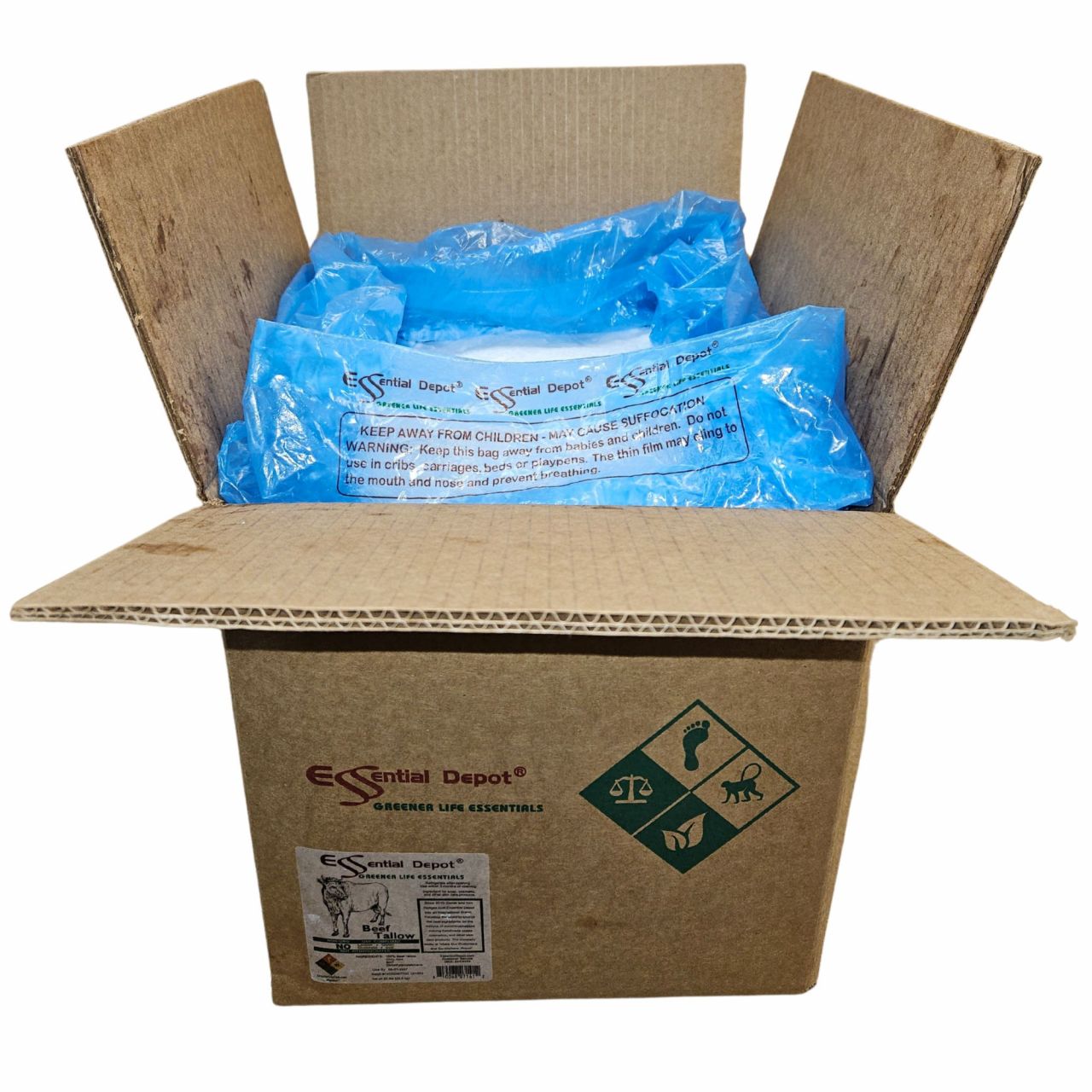 Beef Tallow - Perfectly Engineered for Soap - 50 lbs in poly bag in box - FOOD GRADE