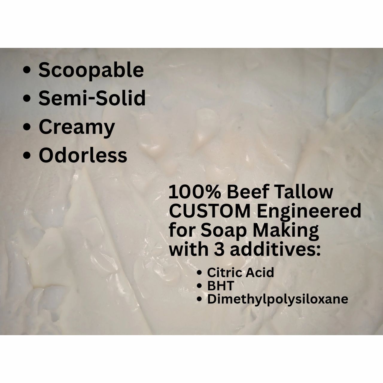 Beef Tallow - Perfectly Engineered for Soap - 50 lbs in poly bag in box - FOOD GRADE